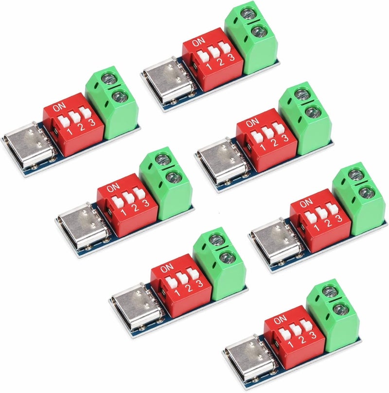LETORIA 7PCS PD Trigger Board Module for USB-C PD/QC Decoy Board Fast Charging USB Type-C to 5-20V USB C PD Board High Speed Power Delivery Boost Type-C PD Trigger Module - Image 1